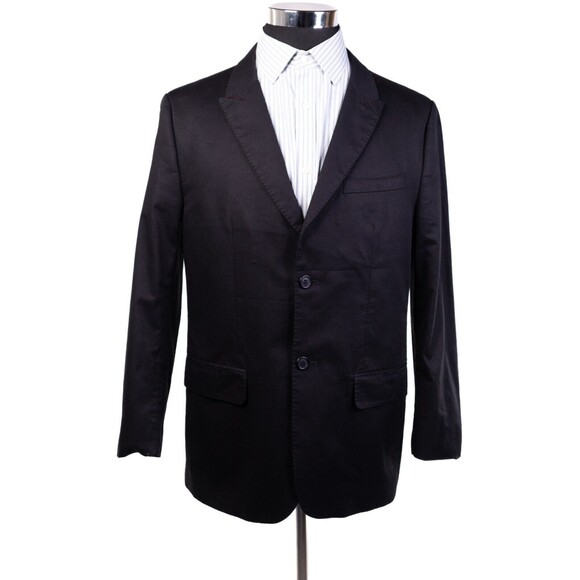 Howe NORDSTROM Mens Sport Coat Blazer Suit Jacket Two Button Black 44R Slim Fit - Picture 2 of 14